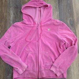 Lilly Pulitzer Velour Full Zip Hoodie Womens Size Petite Large